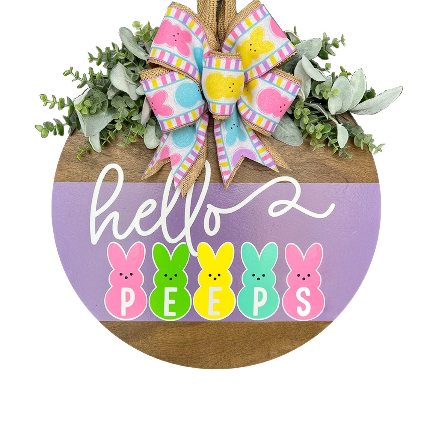 Farmhouse Easter Welcome Sign Wooden Bunny Wreath
