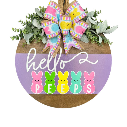Farmhouse Easter Welcome Sign Wooden Bunny Wreath