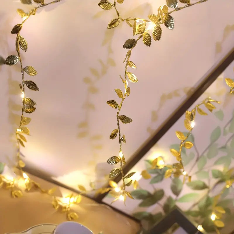 2m 20LED Simulation Golden Leaf Decoration String Lights