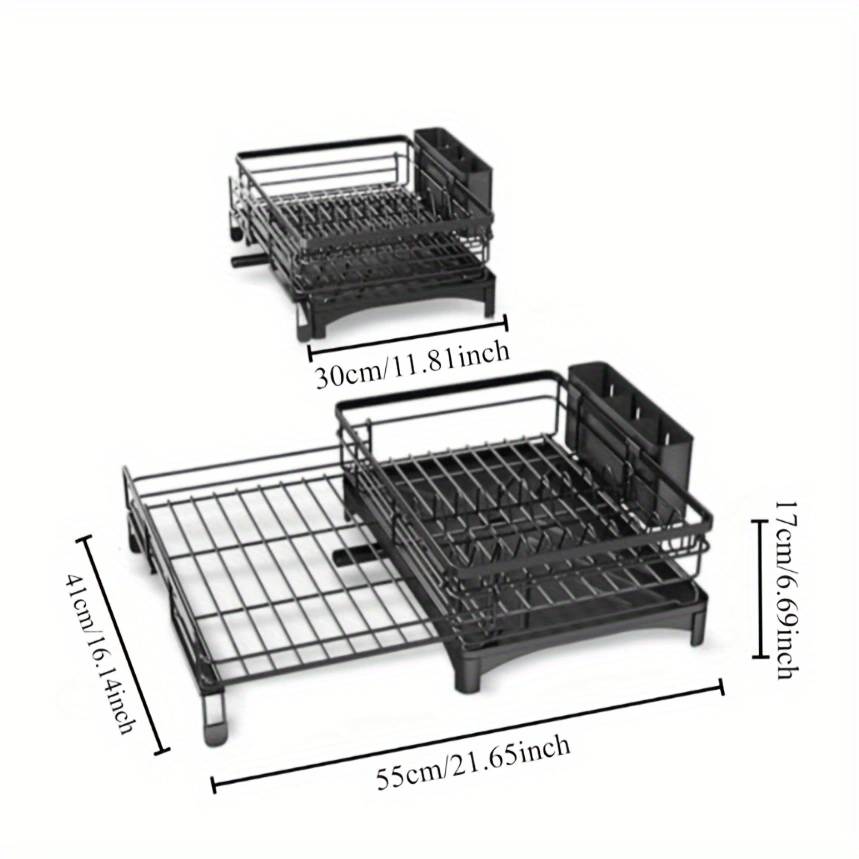 Dish Drying Expandable Rack with Cutlery Holder