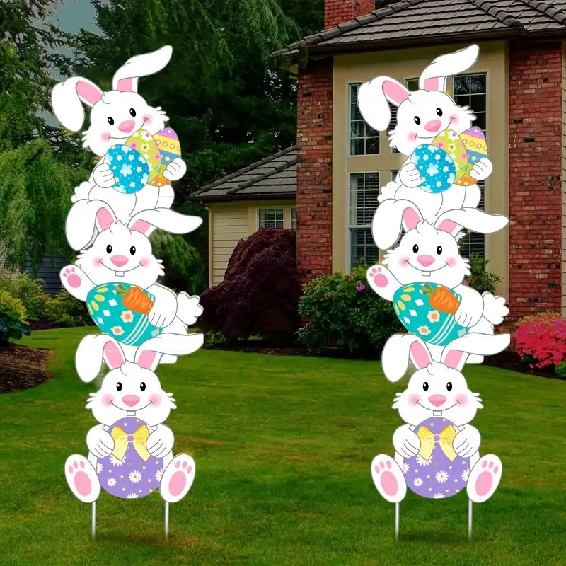 Tumbling Bunnies Yard Stakes - Set of 2 | 99.82cm