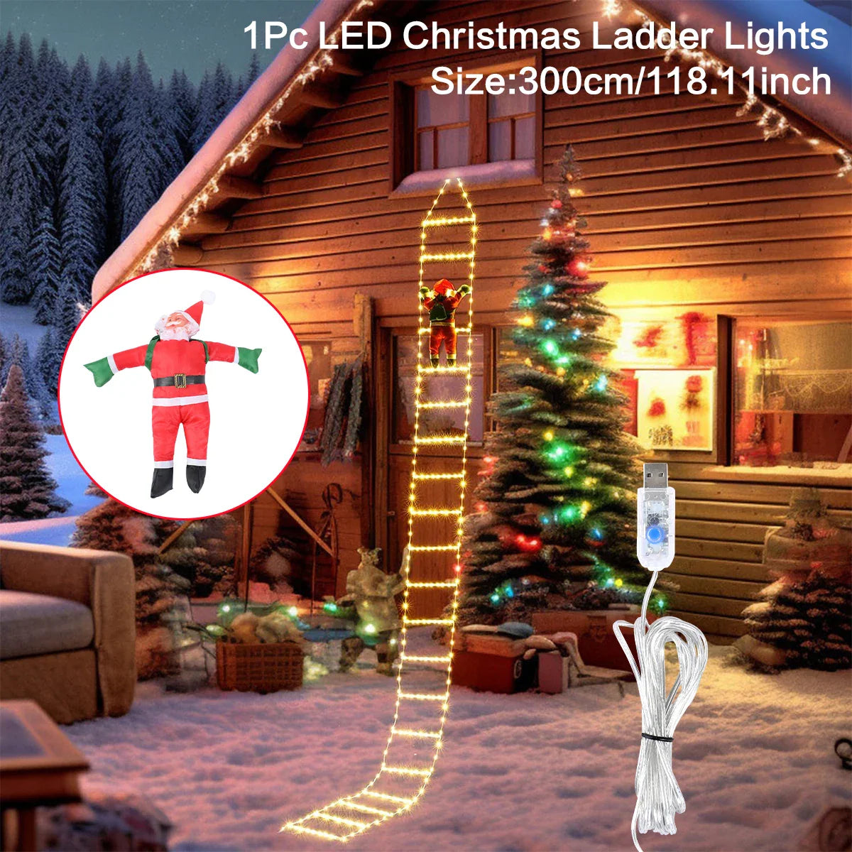 3M Santa Claus Climbing Ladder with Warm Lights