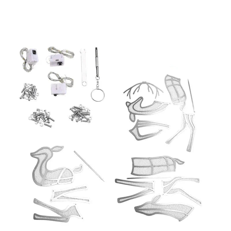 Iron Reindeer Christmas Garden Decor with LED Lights (3PCS )