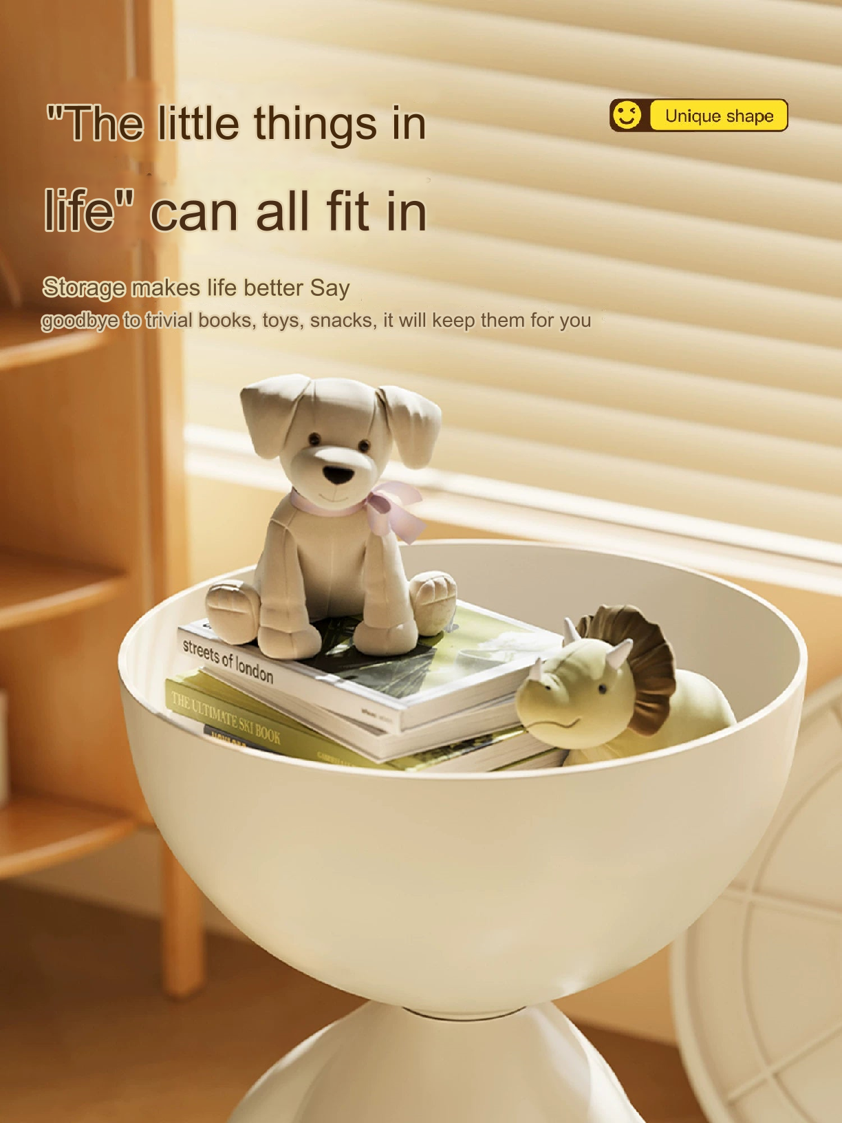 Cream White Creative Storage Side Table - 41cm Height