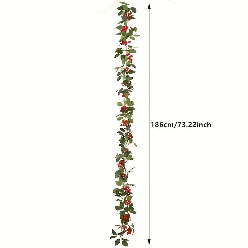 2Pcs Red Berry Christmas Garland