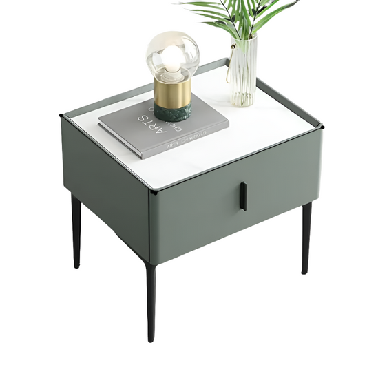 Black Metal Legs & Handles Bedside Table