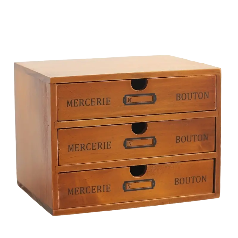 Timeless Elegance: 3-Layer Vintage Wooden Desktop Organizer