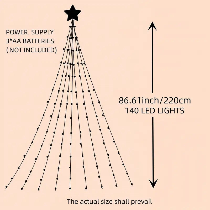 Sparkling 140LED Christmas Star Hanging Tree String Lights