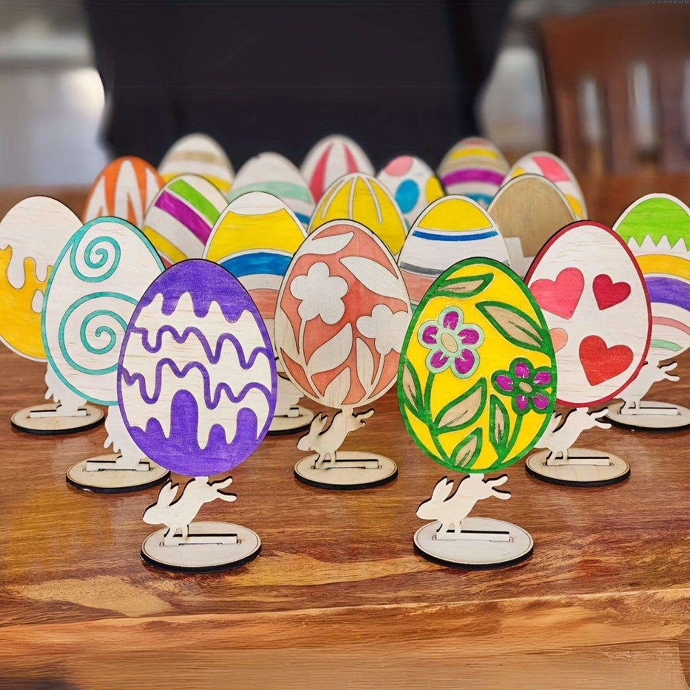 18-Piece Wooden Easter Egg DIY Decoration Set