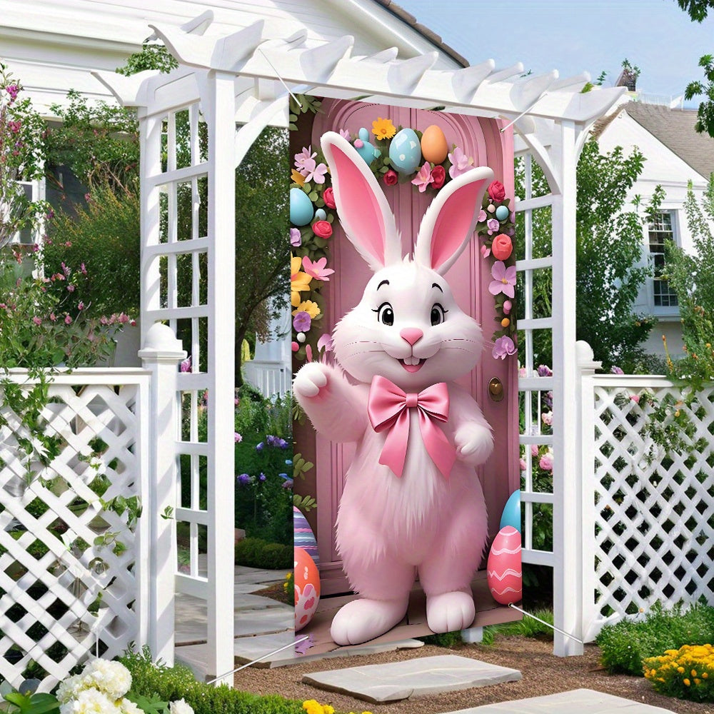 Charming Pink Easter Bunny Party Banner