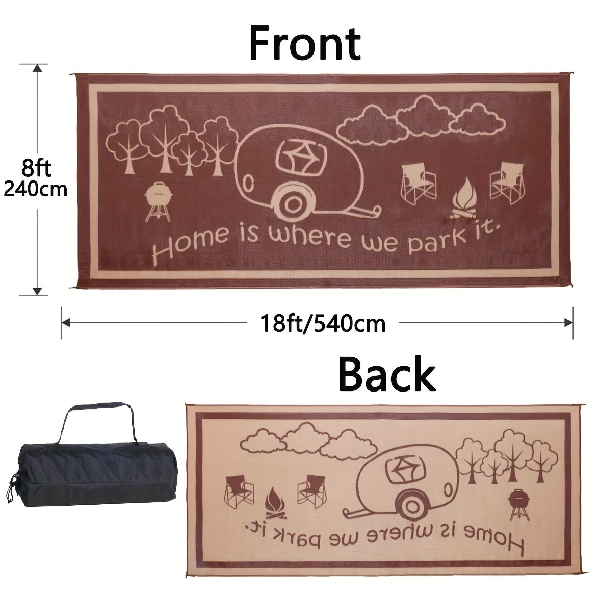 Outdoor Reversible Patio Mat Coffee