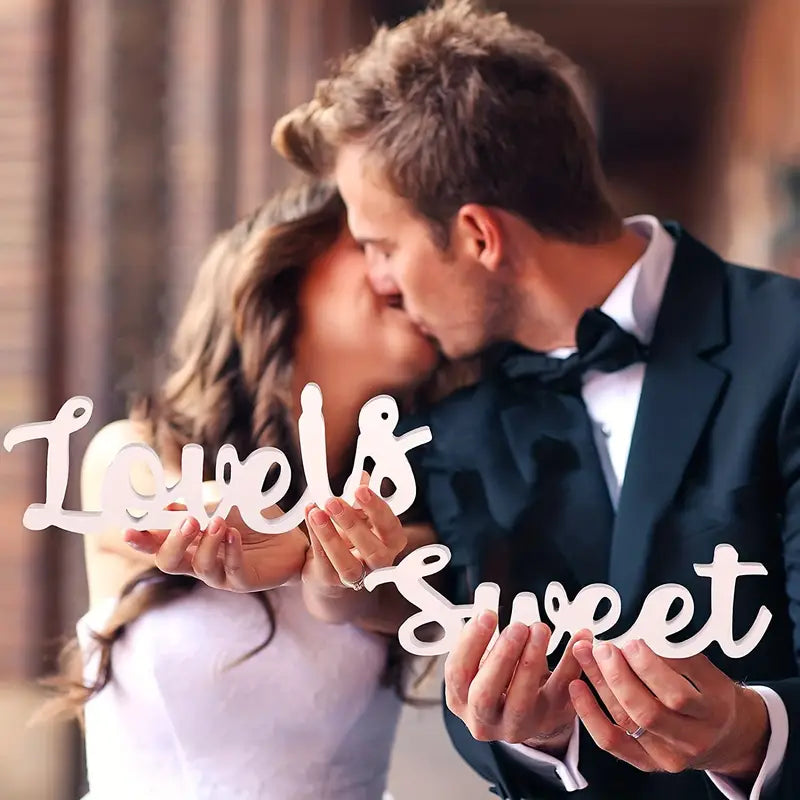 Love Is Sweet" Wooden Banner Decoration Sign - White