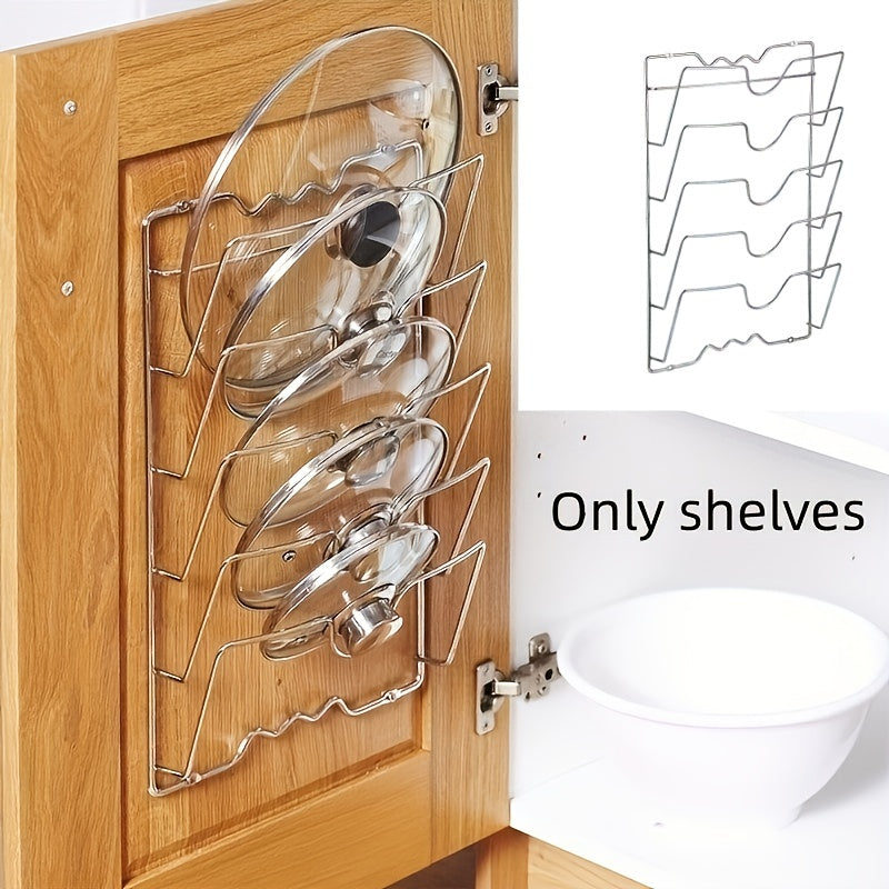 Wall-Mounted Multifunctional Kitchen Pot and Lid Rack
