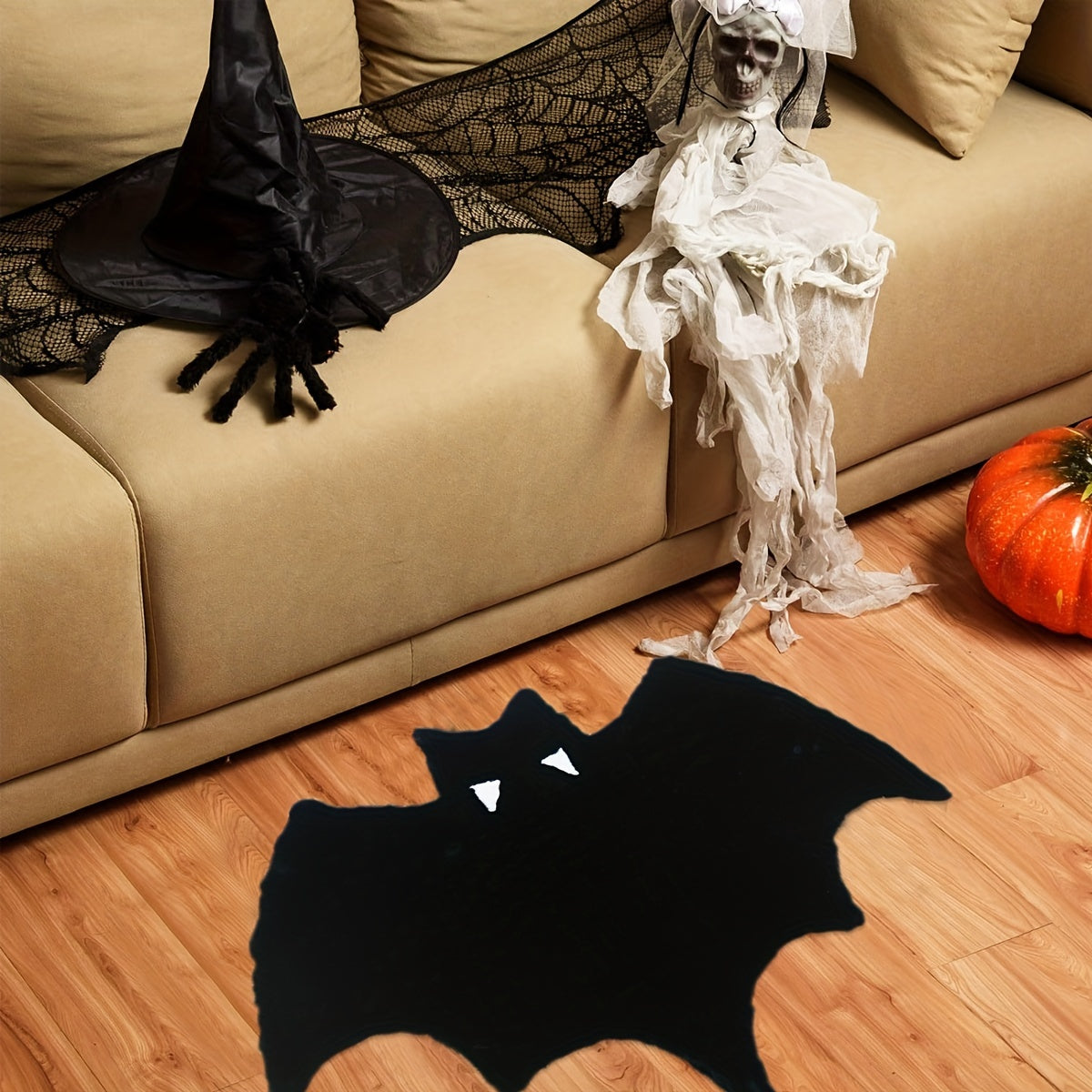 Black Bat-Themed Area Rug