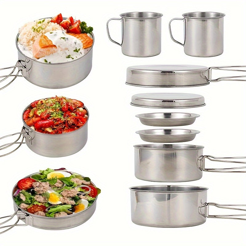Camping Cookware Set Stainless Steel (8pcs)