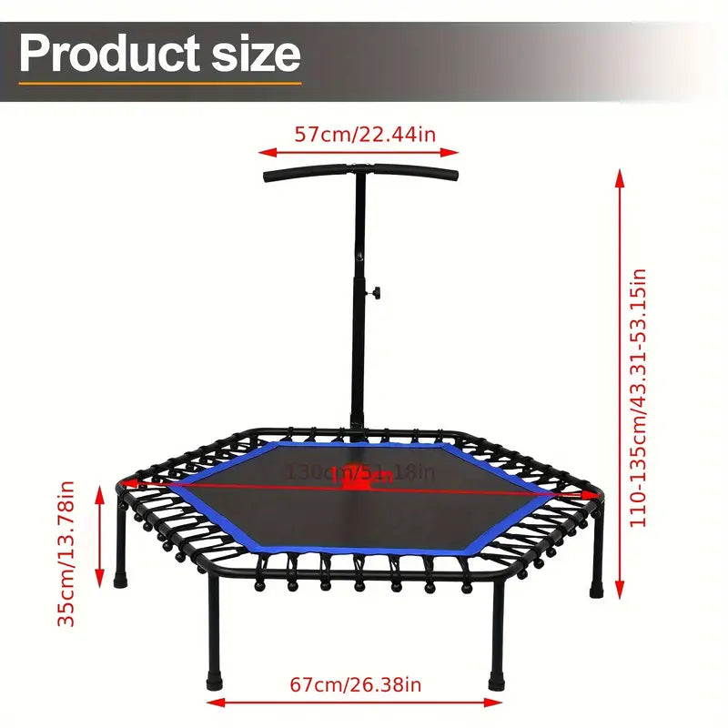 Rebounder Mini Trampoline with Adjustable Handle Bar(Blue)