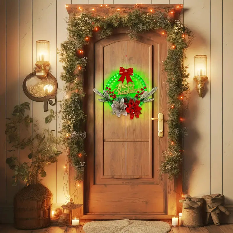 Radiant Festivity: LED-Lit Artificial Christmas Wreath