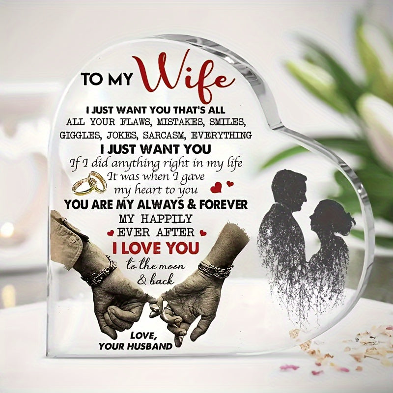 Heart Shaped Acrylic Plaque Romantic Gift Keepsake