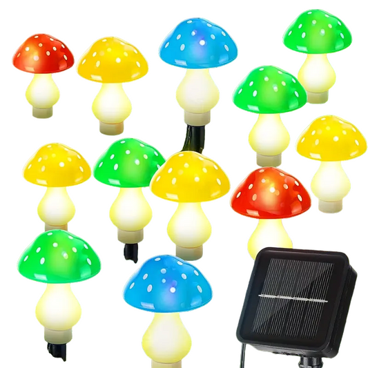 Twinkling Toadstools: 12LED Multi-Color Changing Solar Christmas Lights