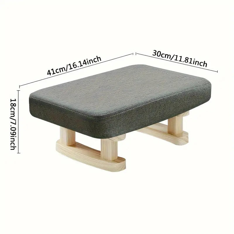 Retro Charm Wooden Footstool - Grey