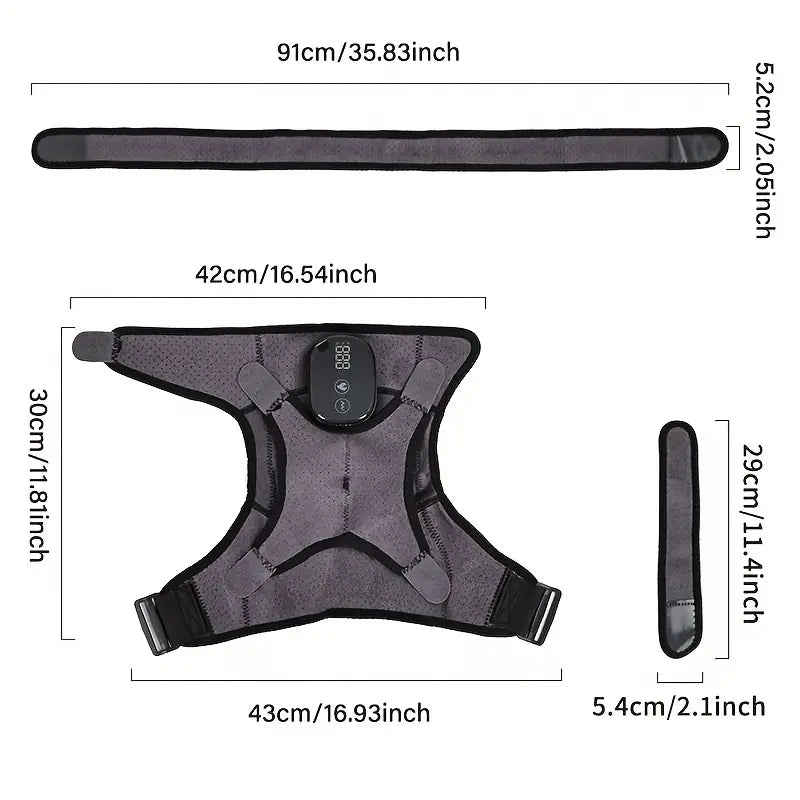 USB-Charged Heated Shoulder Massager - Grey Black