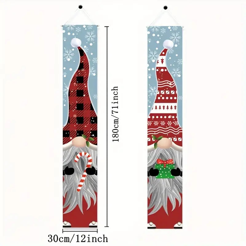 2pcs Whimsical Gnome Porch Sign Banners