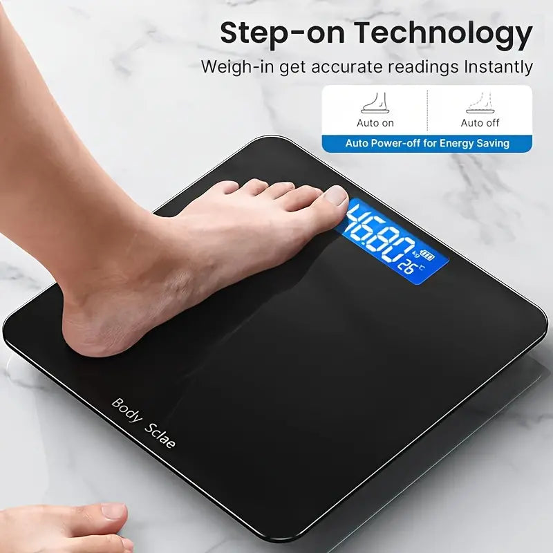 Ultra Slim Digital Bathroom Scale - Most Accurate Body Weight Scales Large Backlit Display | Black