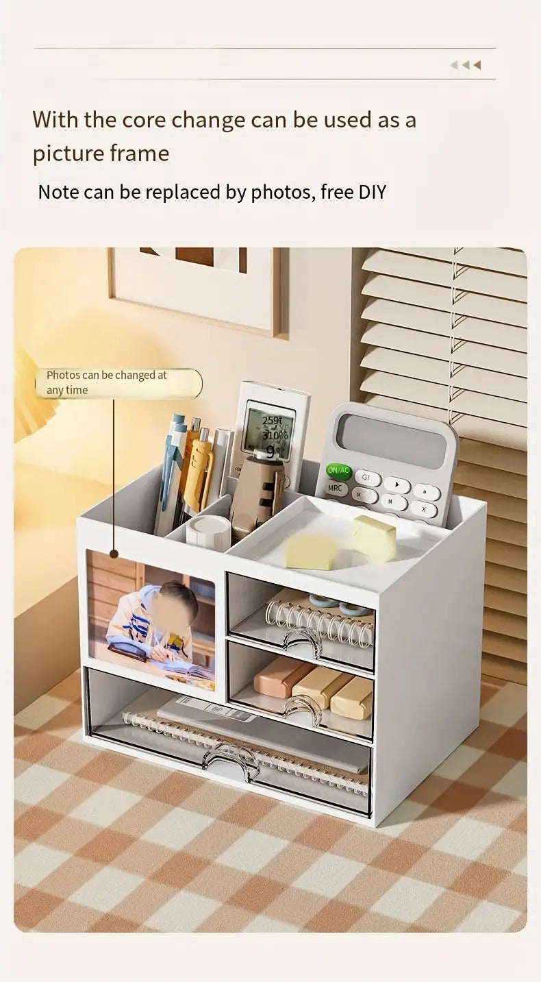 Modern White Desktop Office Desk Storage Box with Drawers - Rust Resistant