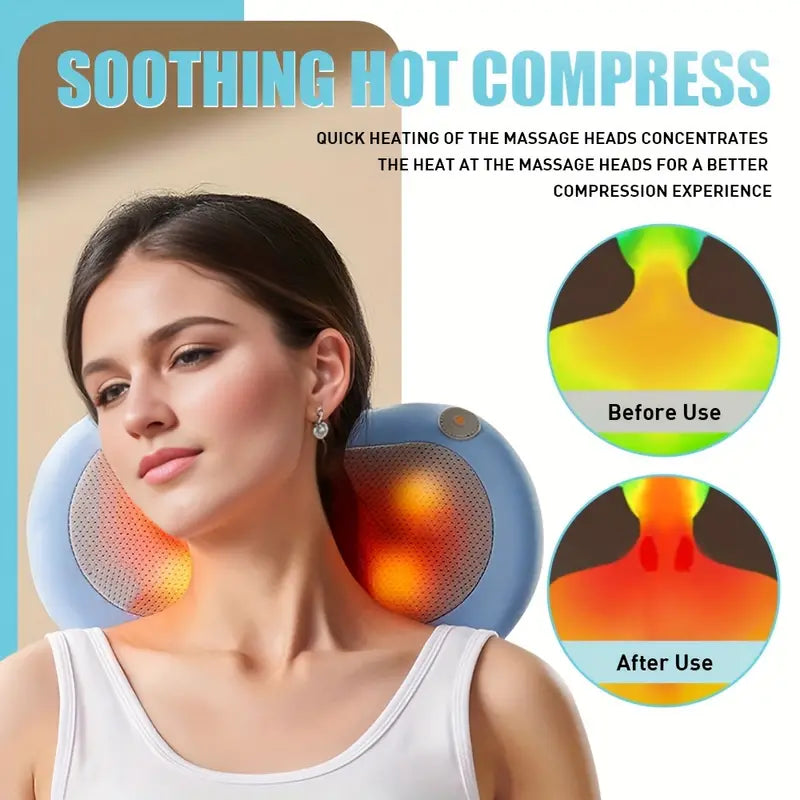 3D Massage Pillow with Heat Function (Blue)