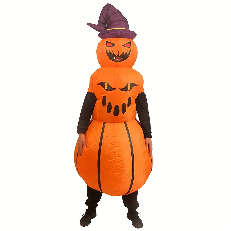 Inflatable Pumpkin Costume with Hat & Expressive Face