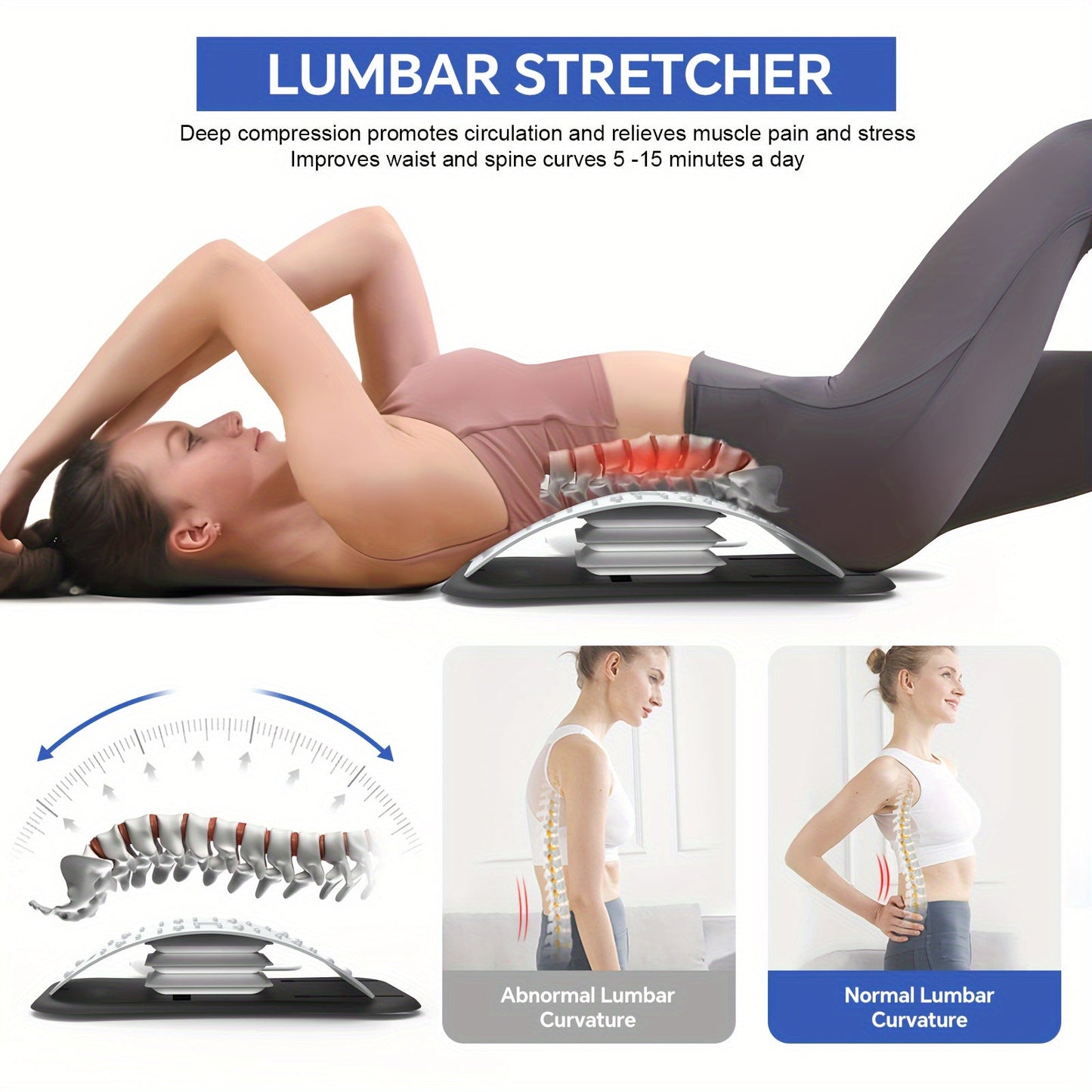 Back Stretcher & Massager - Relieve Sciatica & Fibromyalgia Pain(White)
