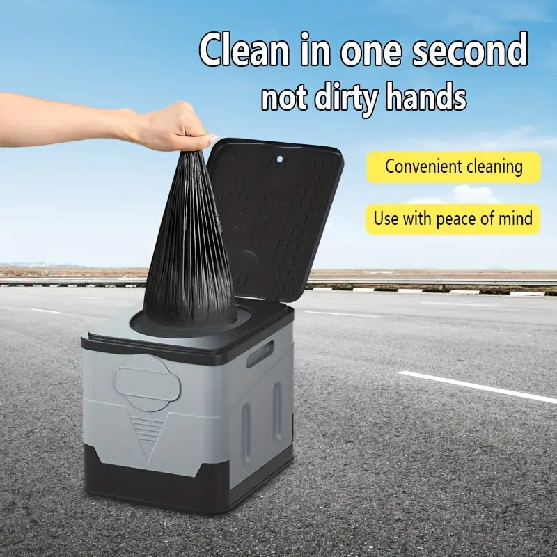 Portable Outdoor Toilet - Foldable and Movable (Grey)