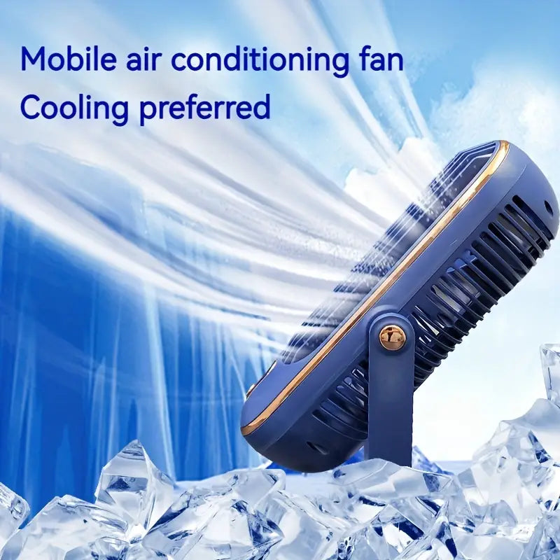 Large Battery Dual Motor Portable Fan - Blue