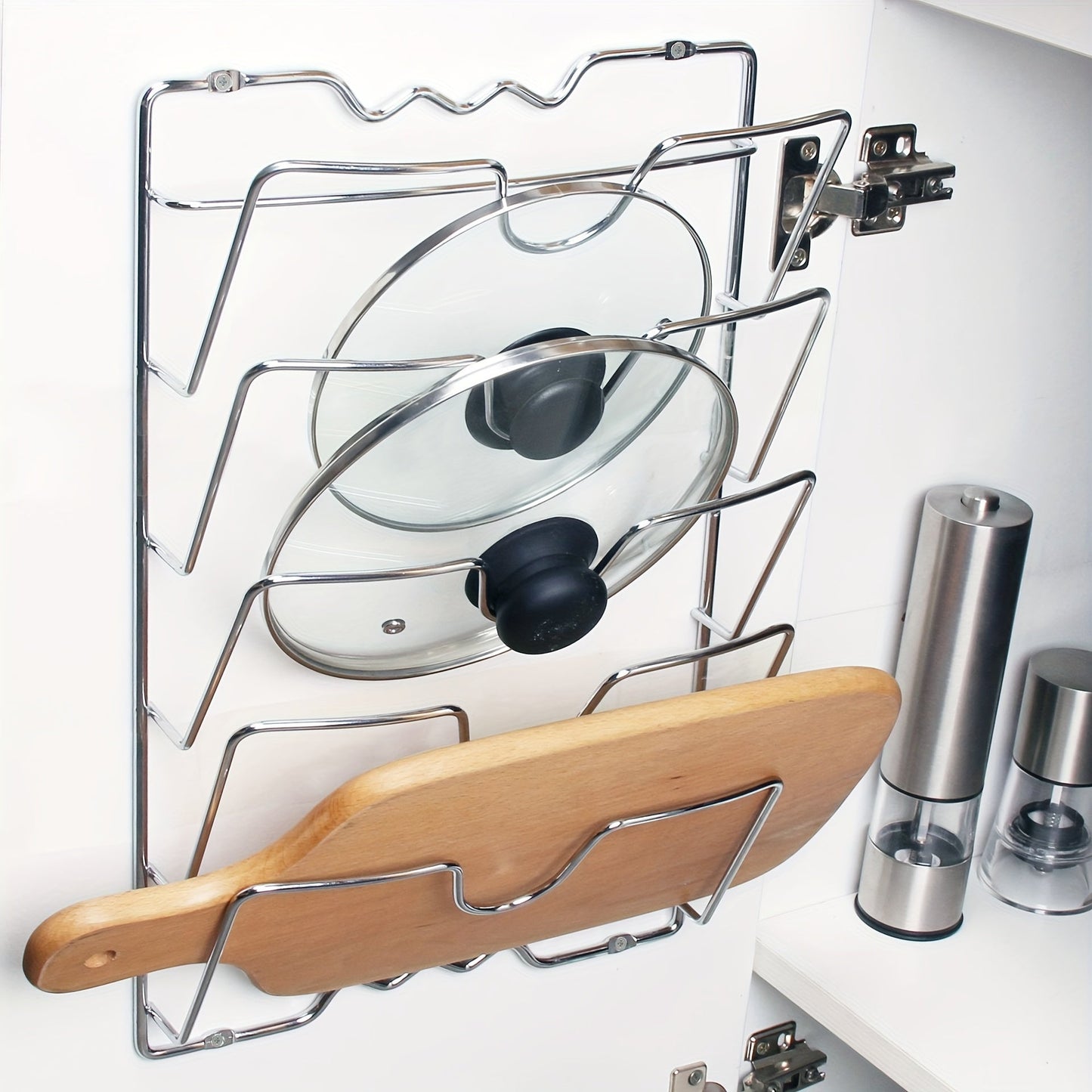 Wall-Mounted Multifunctional Kitchen Pot and Lid Rack