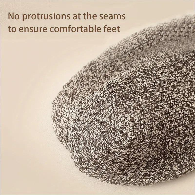 5 Pairs of Thick Solid Crew Socks for Men - Winter Essentials