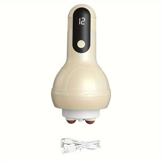 LCD Display Electric Full Body Massager - 12 Gears Adjustment(Cream)