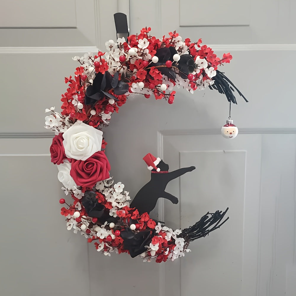 Gothic Black Cat Victorian Wreath Door Hanging