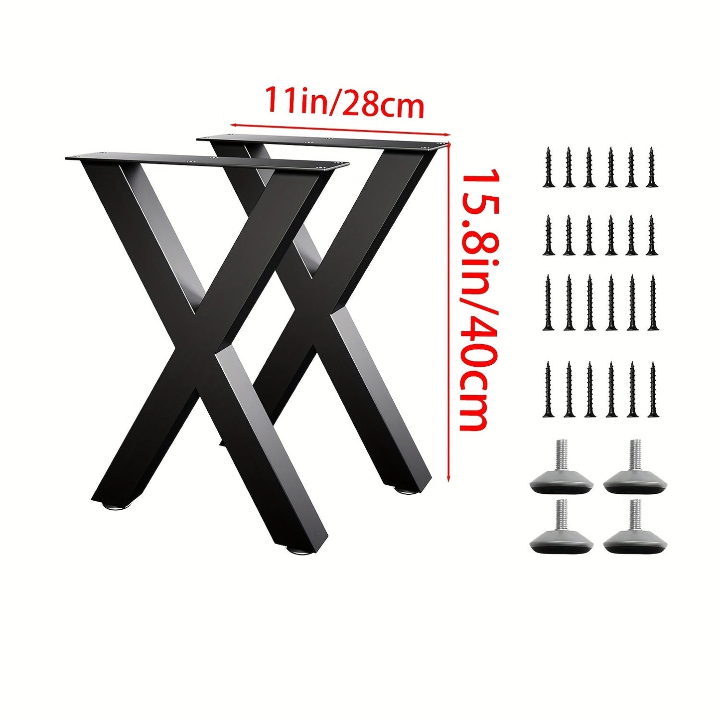 X-Shaped Iron Table Legs Metal Furniture Base (2pcs)
