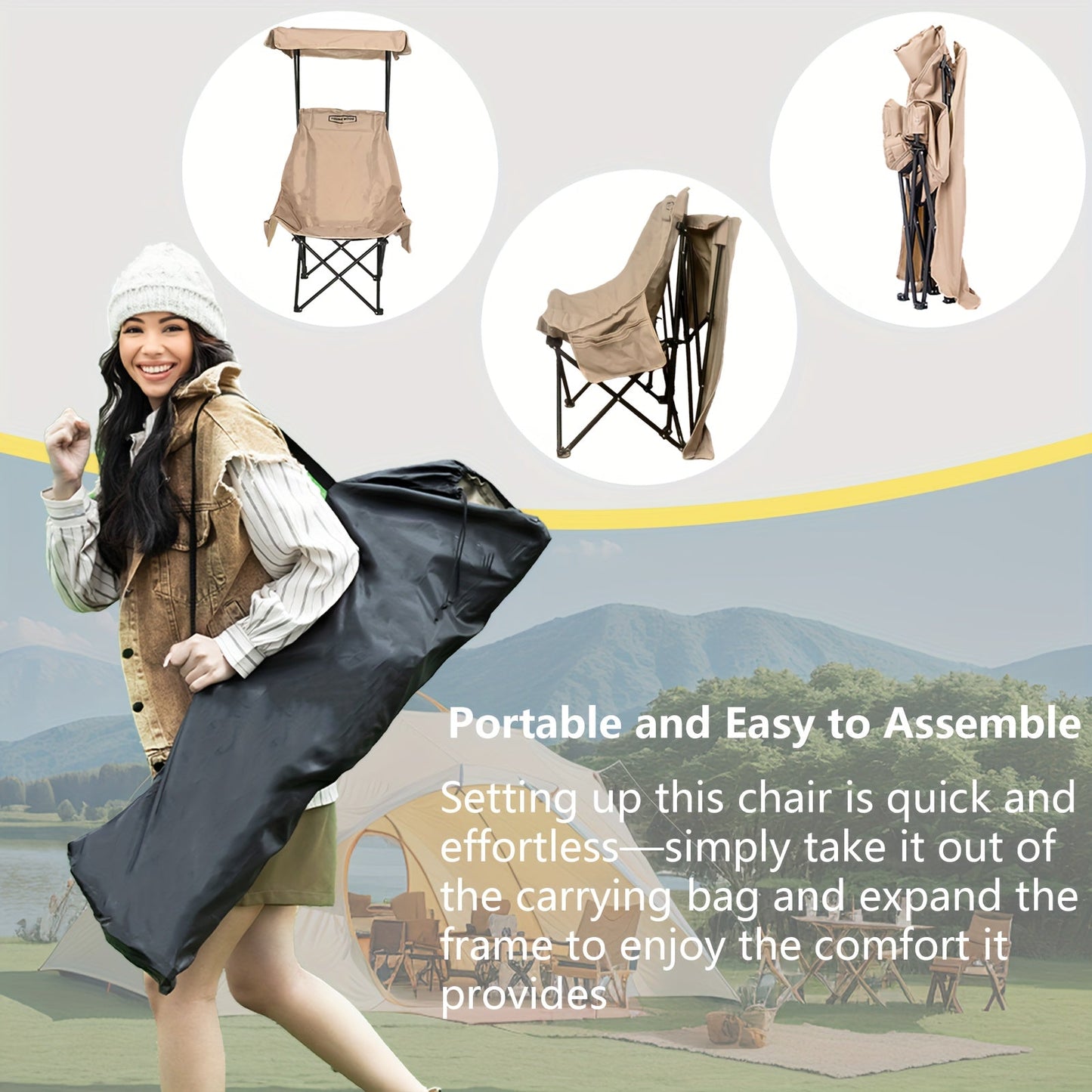 Foldable Camping Chair with Sunshade