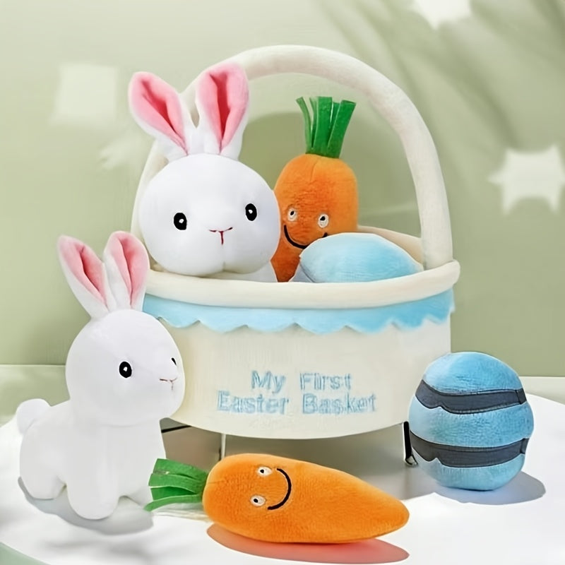 First Easter Gift Basket with Bunnies and Eggs