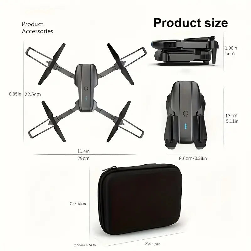 Foldable RC Drone with HD Camera & Altitude Hold - Black