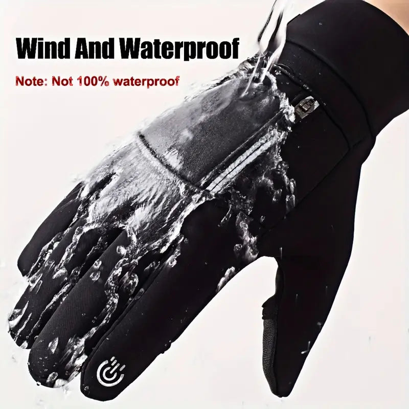 Premium Winter Windproof Waterproof Touch Screen Gloves - Medium, Black