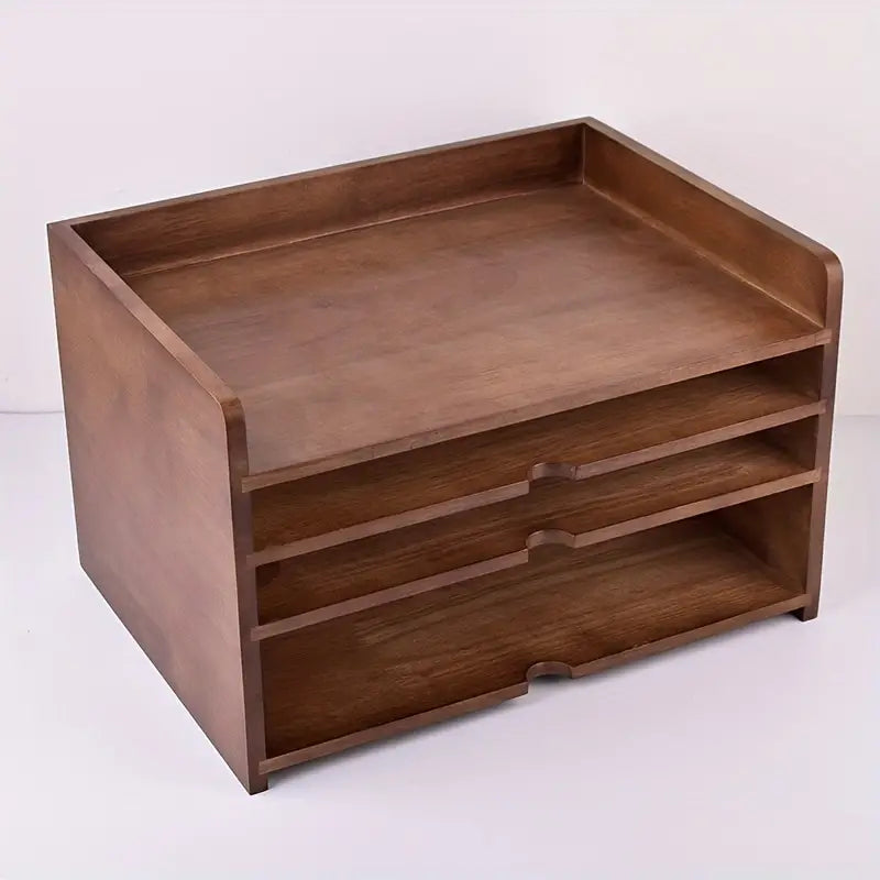 Vintage Solid Wood A4 Multi-layered File Organizer Box Rack