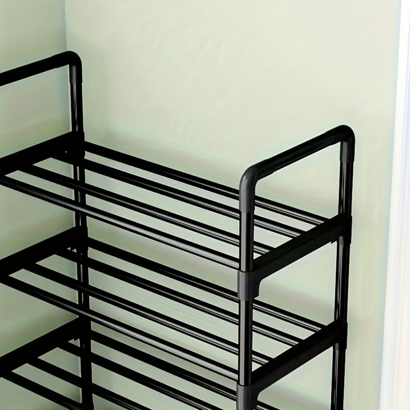 4-Tier Black Metal Shoe Rack Organizer