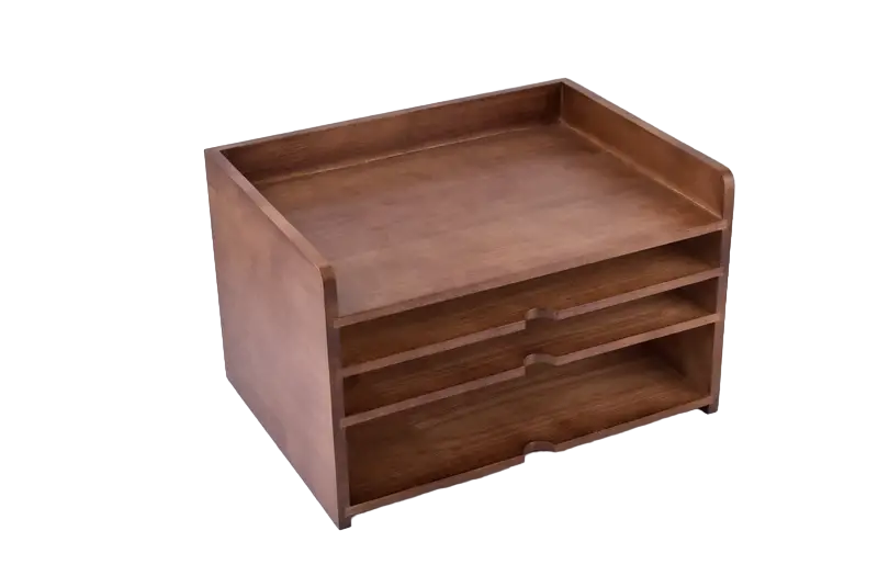 Vintage Solid Wood A4 Multi-layered File Organizer Box Rack