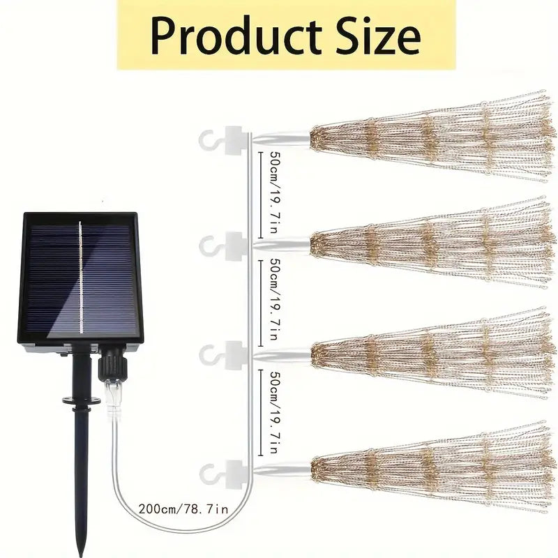 Glistening Christmas: 4-Pack Hanging Solar Firework Lights