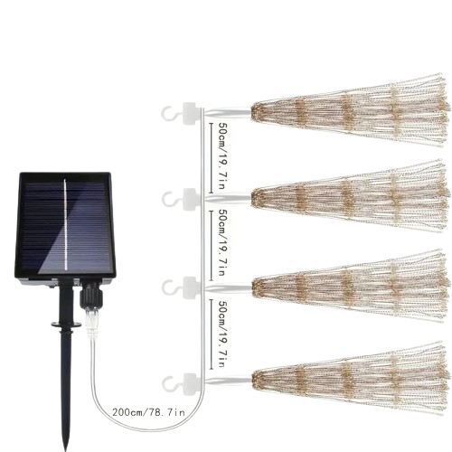 Glistening Christmas: 4-Pack Hanging Solar Firework Lights