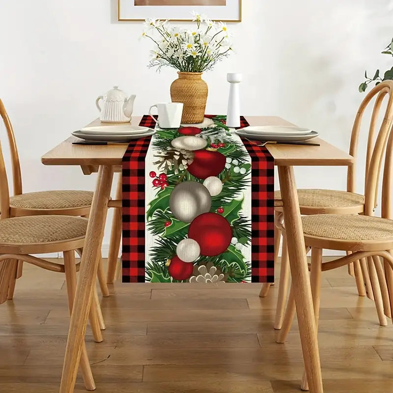 Red & Black Buffalo Check Plaid Christmas Table Runner