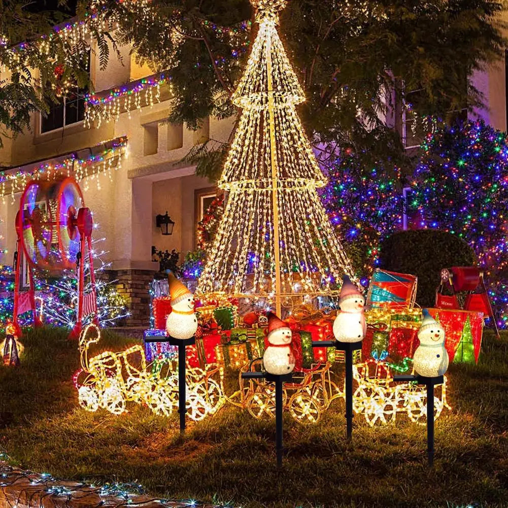 Snowman Solar Christmas Lights Outdoor Lawn Decorations