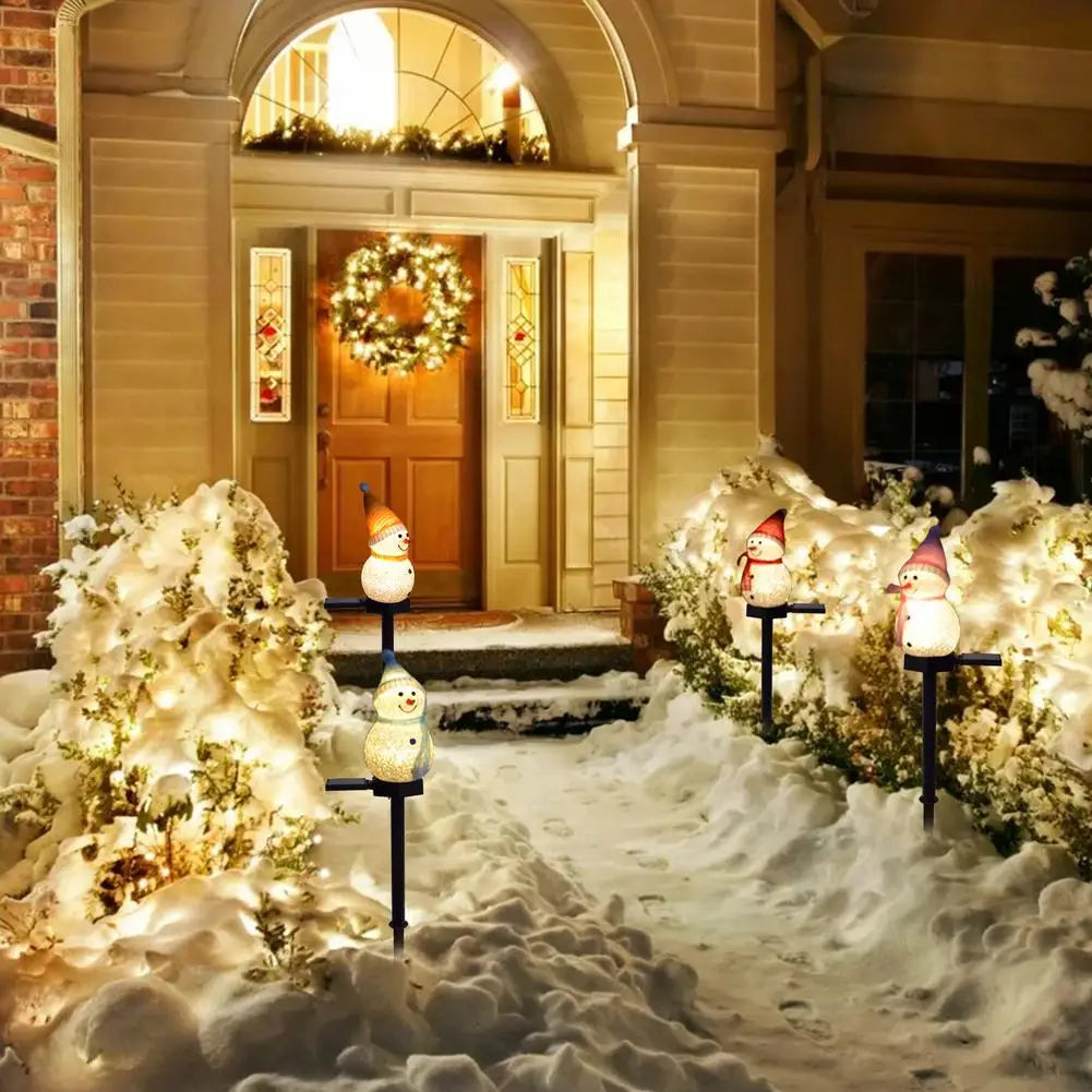 Snowman Solar Christmas Lights Outdoor Lawn Decorations